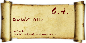 Oszkó Aliz névjegykártya